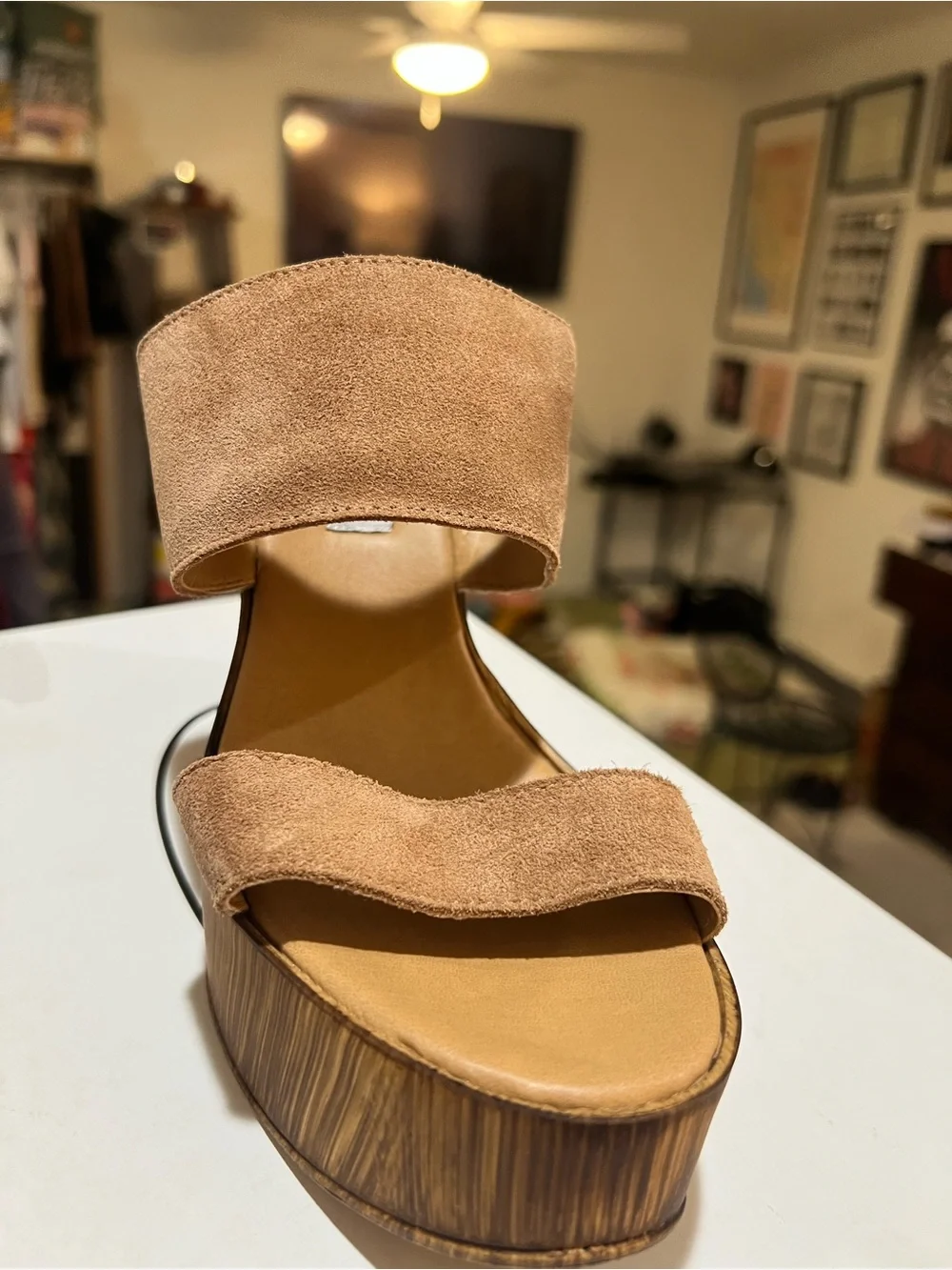 Steve Madden Brown Suede Double-Band Wedge Sandal